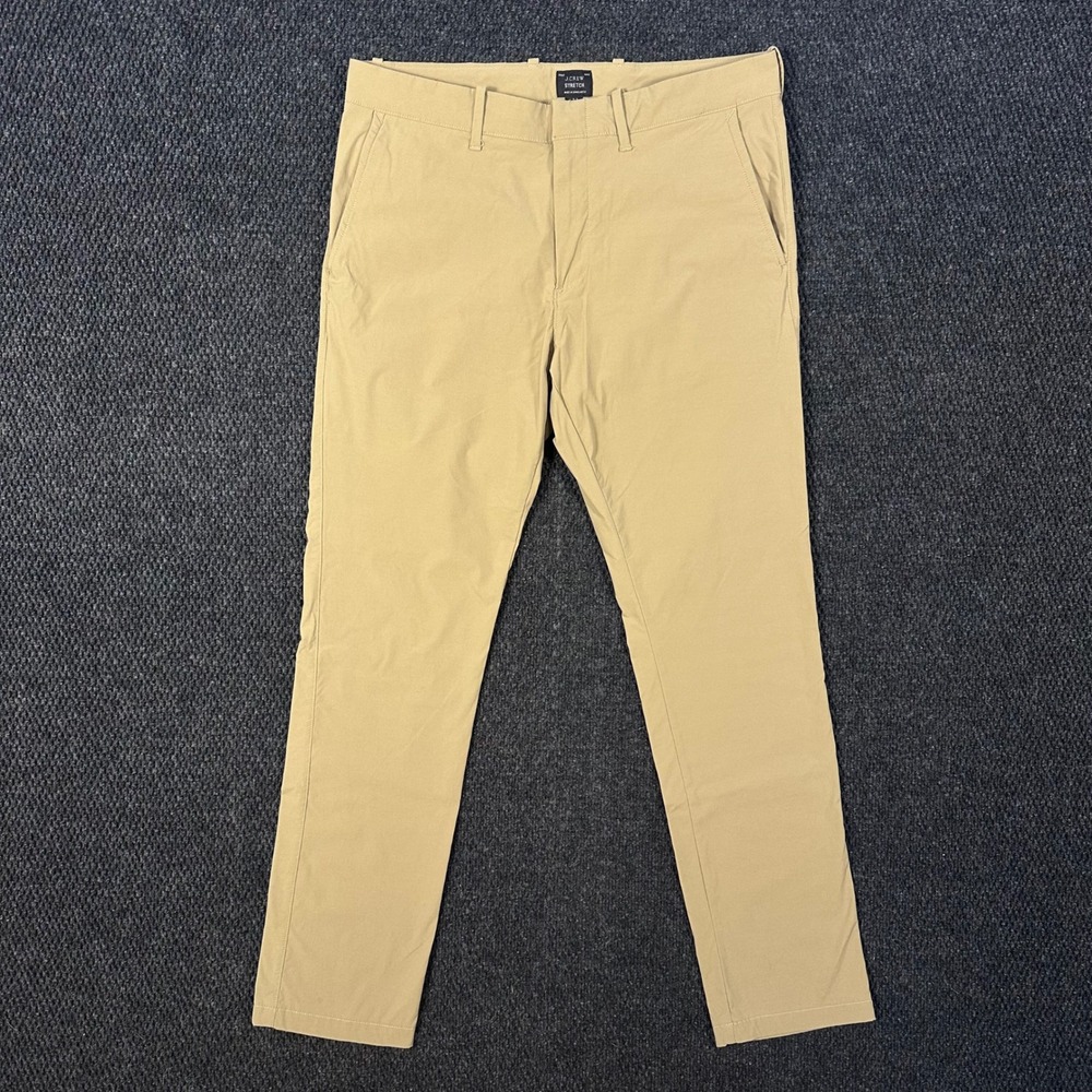 J Crew 484 Slim Tech Chino Pants Men 32x30 Tan Stretch Flat Front Performance